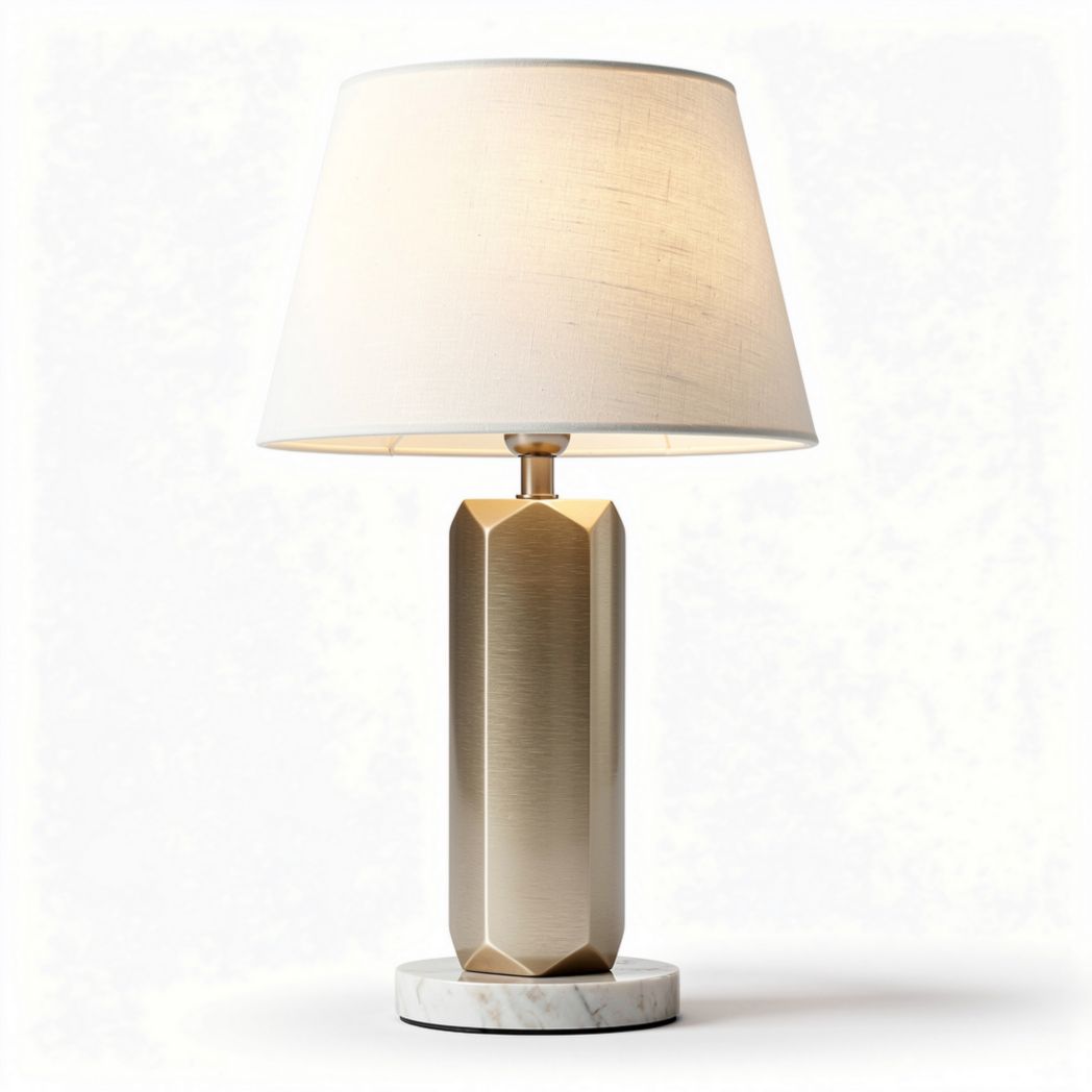 Lampada da tavolo in metallo e tessuto per illuminazione interna – 30 x 30 x 55 cm