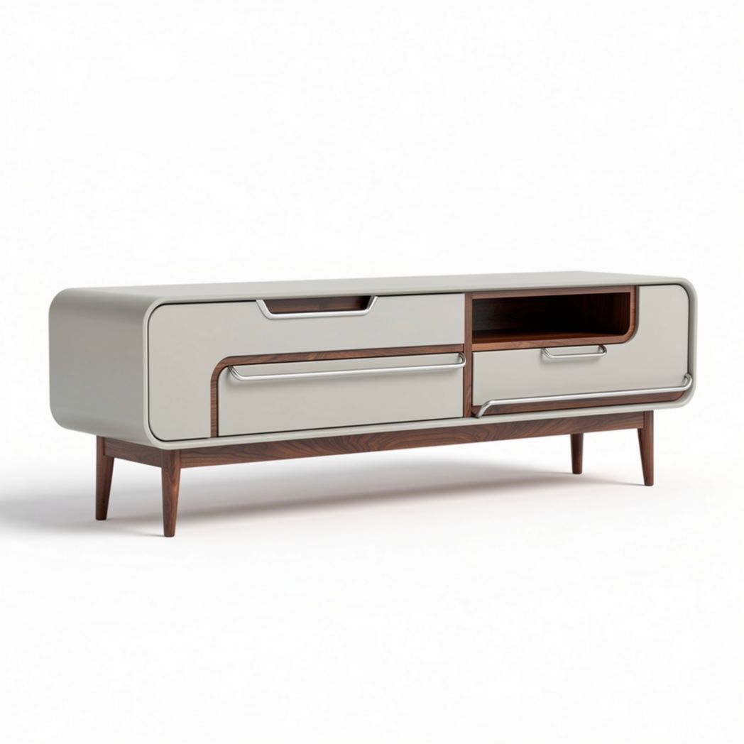 Mobile TV in legno e metallo con cassetti per soggiorno – 150 x 45 x 50 cm