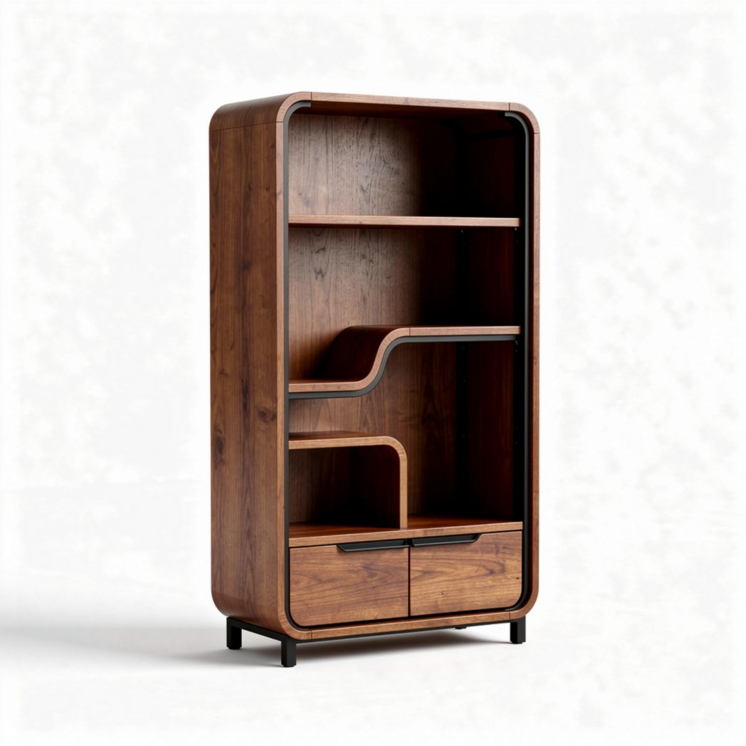 Libreria in legno con ripiani e cassetti per arredamento – 80 x 40 x 160 cm