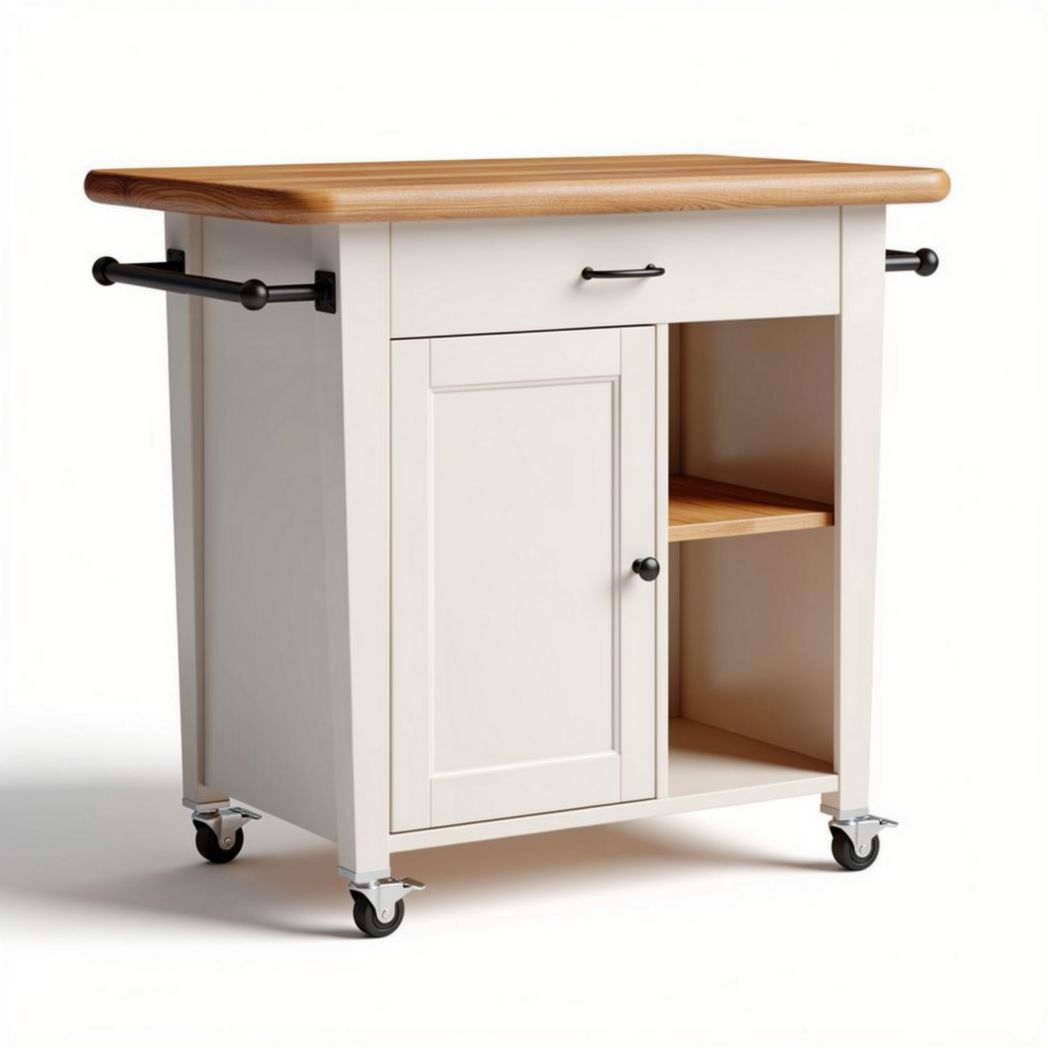 Carrellino da cucina in legno e MDF per uso domestico – 80 x 50 x 90 cm