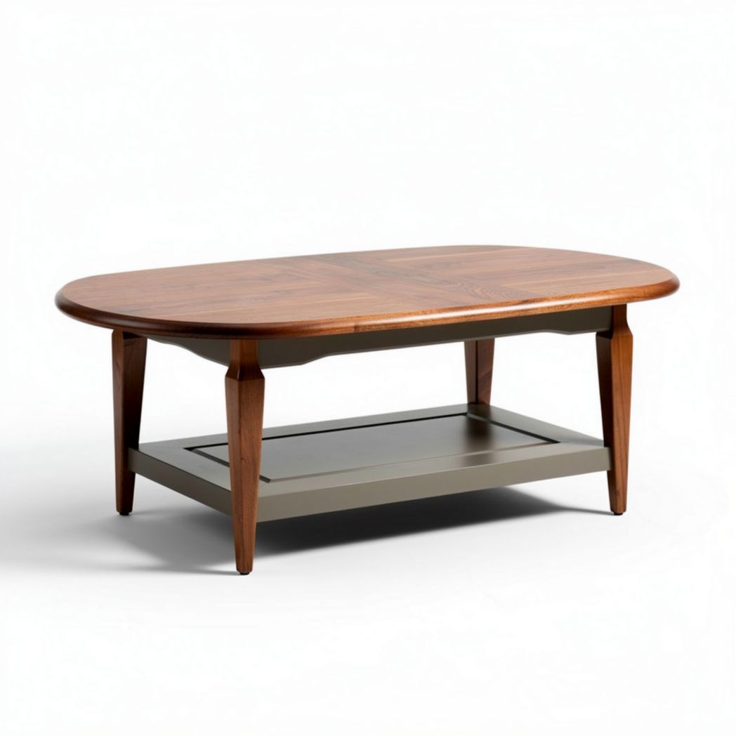 Tavolino da caffè in legno con ripiano inferiore per soggiorno – 110 x 70 x 40 cm