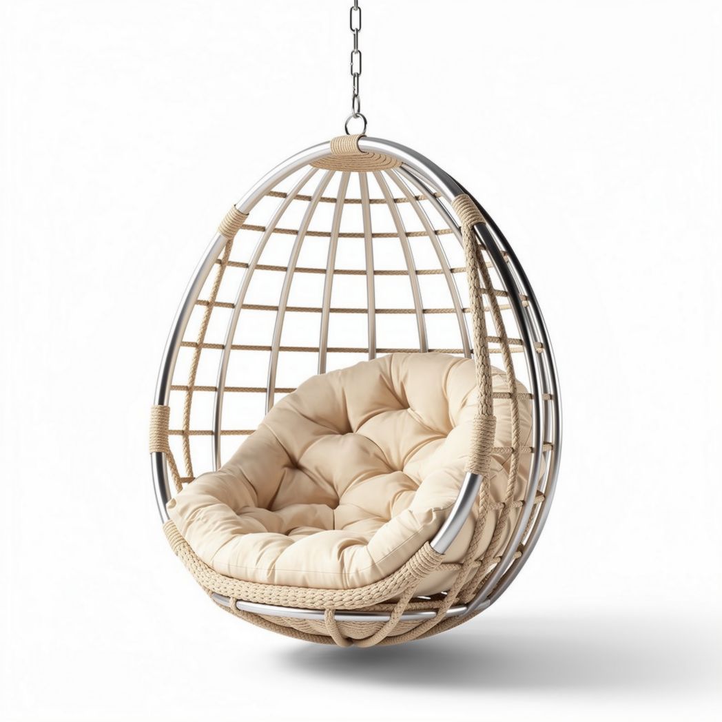 Poltrona sospesa in rattan per spazi interni ed esterni - 100 x 80 x 80 cm