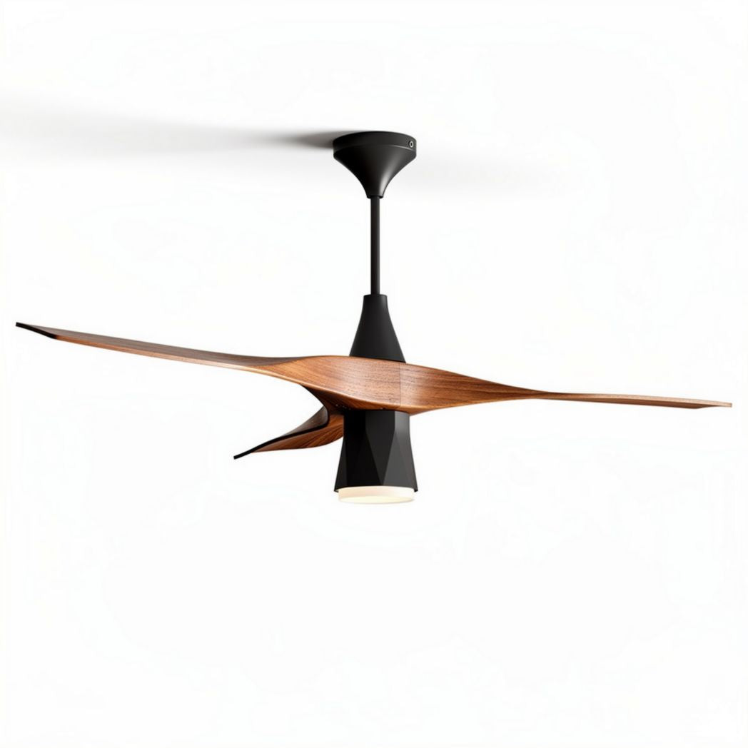 Ventilatore a soffitto con luce per camere da letto – Metallo e legno – 55 x 55 x 30 cm