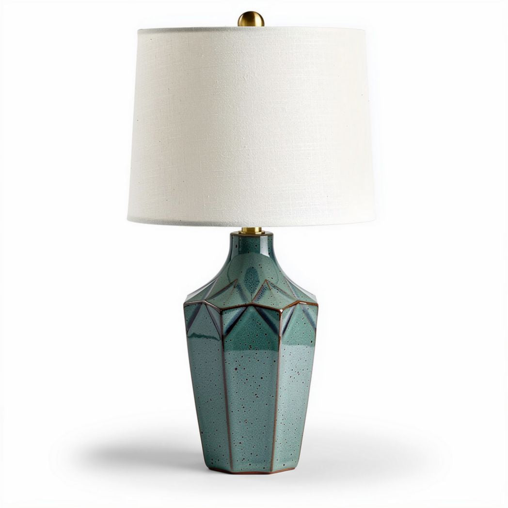 Lampada da tavolo in ceramica con paralume in tessuto – 25 x 25 x 50 cm
